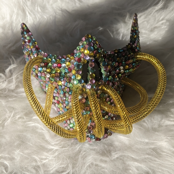 NEW Handmade Colorful Embellished Half Skull Mask - Picture 3 of 8